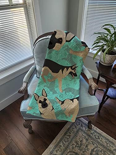 Caroline's Treasures MLM1051LQB Black and Silver German Shepherd Quilted Blanket 50x60 Artwork Pattern Quilted Throw Blanket for Bed, Couch, Sofa, Soft and Lightweight