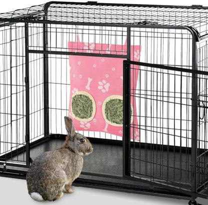 UPINS 3Pack Guinea Pig Hay Feeder Bag,Bunny Rabbit Cage Bag Hanging Holder