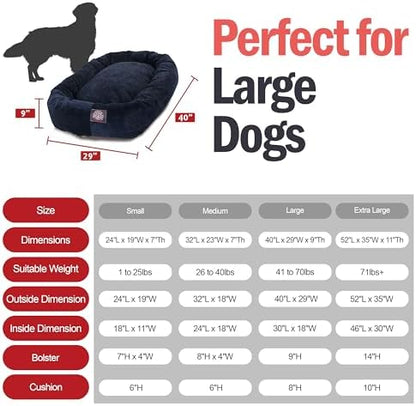 Majestic Pet Micro Velvet Dog Bed, 40 Inch Large, Round, Washable, Navy