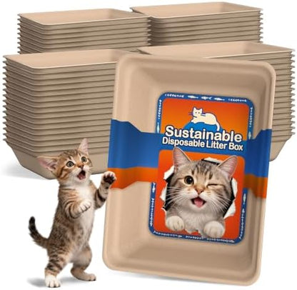 60-Pack Disposable Cat Litter Boxes: Leak-Proof & Odor-Control Cat Trays