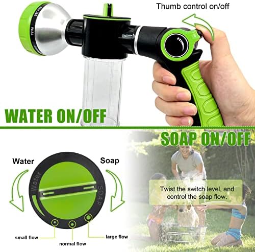 Upgraded Dog Wash Hose Attachment, 8-in-1 Sprayer Mode Garden Hose Nozzle