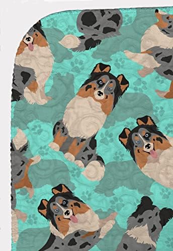 Caroline's Treasures MLM1085LQB Blue Merle Sheltie Quilted Blanket 50x60 Artwork Pattern Quilted Throw Blanket for Bed, Couch, Sofa, Soft and Lightweight