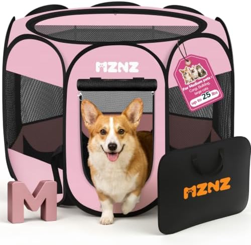 Dog Cat Small Animal Puppy Playpen Crate, Medium, Whole Pink