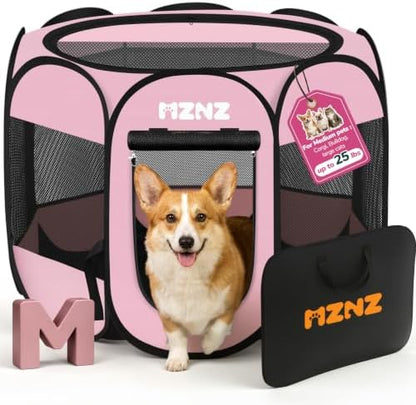 Dog Cat Small Animal Puppy Playpen Crate, Medium, Whole Pink
