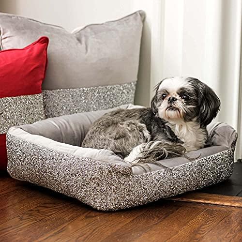 Sparkles Home Pet Bed, Sparkling Rhinestones, Soft, Comfortable Velvet, for Lounging Dogs, Cats, Pets, Silver, Small, Sold Individually