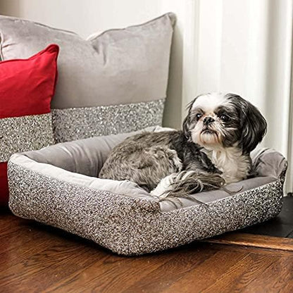 Sparkles Home Pet Bed, Sparkling Rhinestones, Soft, Comfortable Velvet, for Lounging Dogs, Cats, Pets, Silver, Small, Sold Individually