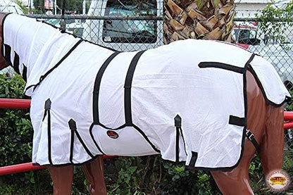 HILASON Horse Fly Sheet 69 in White with Black Piping UV