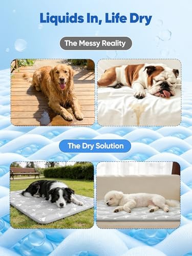 Rywell 30x20in Dog Cooling Mat with One-Way Moisture & Arc-Chill 3.0