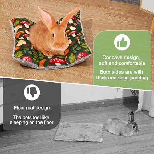 15"x14" Soft Plush Rabbit Bed Washable Cuddle Mat for Small Pets
