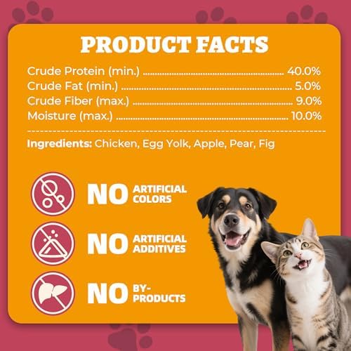 Wellix Freeze Dried Cat & Dog Treats with Chicken, Fruit & Egg Yolk, 7.05oz