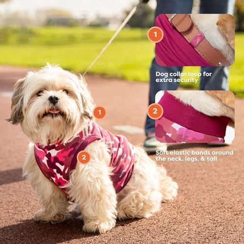 Suitical Recovery Suit for Dogs | Spay and Neutering Dog Surgery Recovery Suit for Male or Female | Soft Fabric for Skin Conditions | 2XL | Neck to Tail 31.5”-36.2” | Pink Camouflage