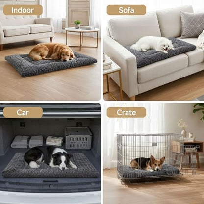 Exsnugy Washable Dog Bed Mat Large Size Fluffy Pet Crate Pad 53x36 XXL