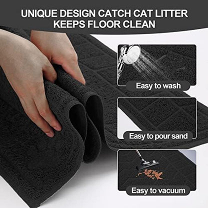 Cat Litter Box Mat, 35" x 24" Large Waterproof Litter Trapping Mat