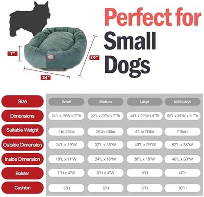 Majestic Pet Micro Velvet Dog Bed, 24 Inch Small, Round, Washable, Azure