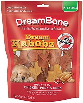 DreamBone Kabobz Rawhide-Free Dog Treats with Real Protein, 28 Count