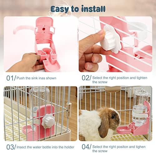 Rypet Rabbit Water Bottle No-Drip, Bunny Guinea Pig Water Dispenser(Pink)