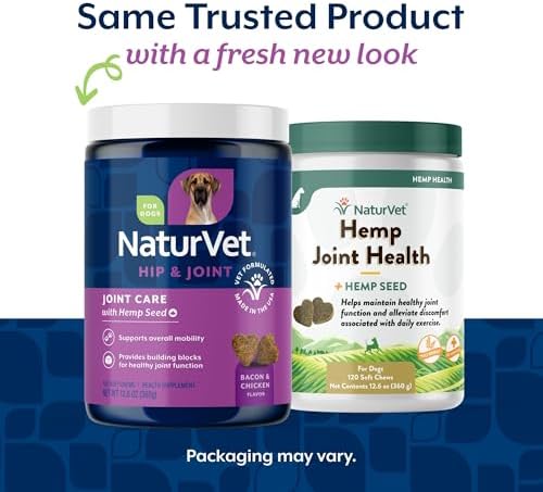 NaturVet Hip & Joint Care with Hemp Seed Supplement for Dogs, 120ct