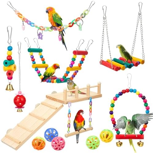 12 Pcs Parakeet Cockatiel Bird Toys,Basic Style