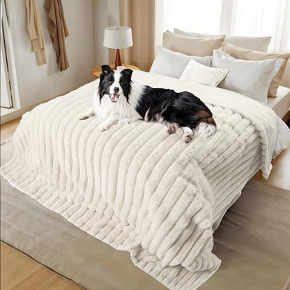 Reversible Waterproof Sherpa Pet Blanket for Large Dogs & Cats