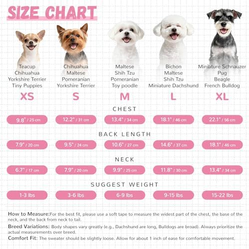 ABRRLO Small Dog Sweaters Cute Bear Dog Cardigans Clothes for Small Medium Dogs Boy Girl Puppy Cat Knitting Cardigan Outfits Dogs Winter Coats Warm Pet Doggy Clothes Soft Knitwear (Pink, X-Small)