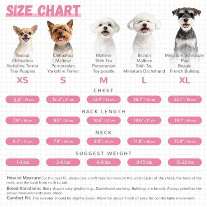ABRRLO Small Dog Sweaters Cute Bear Dog Cardigans Clothes for Small Medium Dogs Boy Girl Puppy Cat Knitting Cardigan Outfits Dogs Winter Coats Warm Pet Doggy Clothes Soft Knitwear (Pink, X-Small)