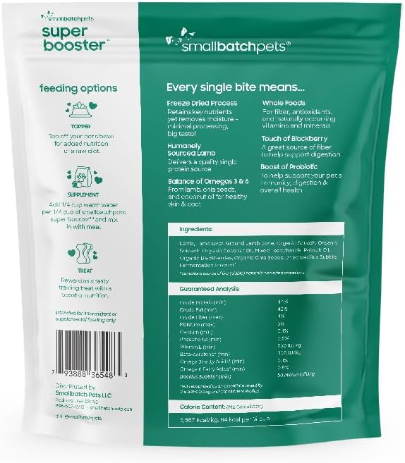 smallbatch Freeze Dried Dog Treat or Topper with Probiotics, Lamb 7oz