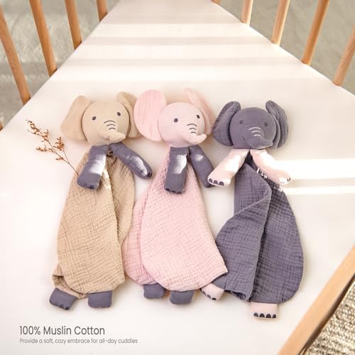 lulumoon Elephant Baby Security Blanket: Skin-Friendly Muslin Snuggle Lovey