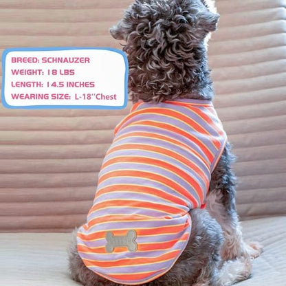 KYEESE 2Pack Cotton Dog Shirt for Small Medium Dogs Soft Striped Tank Top