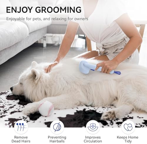 aumuca Skin Friendly Self-Cleaning Slicker Brush for Dogs & Cats, Gentle Pet Grooming Tool for Shedding & Deshedding, Efficient Hair Remover for Long & Short Haired Pets