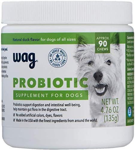Amazon Brand - Wag Probiotic Supplement Daily Chews for Dogs, Supports Digestion and Gut Health, Natural Duck Flavor, 90 Count (Pack of 12)