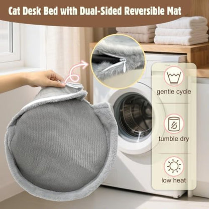 16.5" Double Cat Desk Bed 360° Rotating Desk Cat Bed Attachment Holds 40lbs