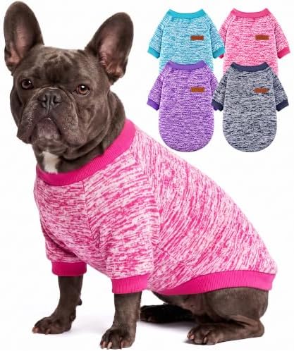 4 Pack Dog Sweater Fleece Warm Winter Coat for Small Medium Dogs