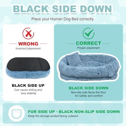 YAEM Human Dog Bed, 71"x45"x12" Calming Human Size Pet Bed for Adult, Navy