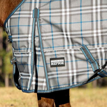 Jeffers Poplar Head Refuge 1200D, Hamilton Blue & Slate Plaid, 81" - Turnout Blanket, Waterproof, 240g Polyfill, Adjustable Chest, Belly Surcingles, Hind Leg Straps, Tail Flap, Horse Blanket