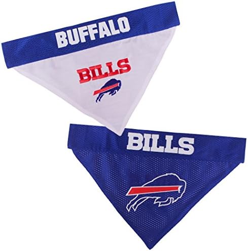 Pets First NFL Buffalo Bills Reversible Bandana Size XX-Large for Dogs & Cats. 2 Sided Sports Bandana, Premium Embroidery Team Logo, Many NFL Teams Available