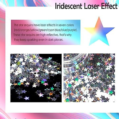 Laza 10g Stars Glitter Confetti Shiny Five-Angle Star False Nail Sequins