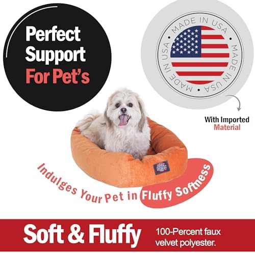 Majestic Pet Micro Velvet Dog Bed, 24 Inch Small, Round, Washable, Orange