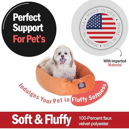 Majestic Pet Micro Velvet Dog Bed, 24 Inch Small, Round, Washable, Orange