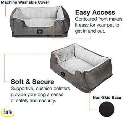 Serta Orthopedic Cuddler Dog Bed for Pets – Slate Gray (X-Large)
