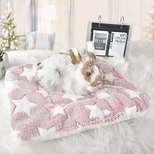 Small Animal Bed Mat, Soft & Warm, Suitable for Guinea Pig, Hamster, Rabbit, Rat and Bearded Dragon (XX-Large(19.7''x15.7''), Star Red)