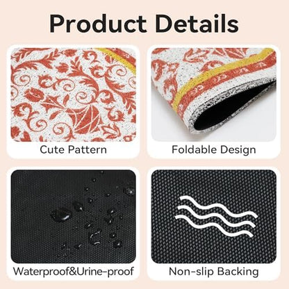 Cat Litter Mat, 33"x22" High Density PVC Litter Rug Trapping Mat, Non-Slip, Waterproof & Urine-Proof Kitty Litters Catcher Mats, Keep Floor Clean, Soft on Kitten Paws, Cat Essentials Brown