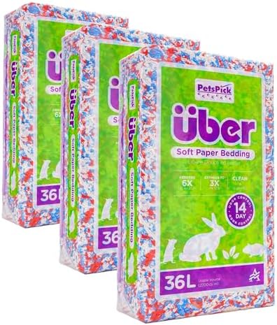 PETSPICK Uber Soft Paper Pet Bedding for Small Animals, Red White & Blue Confetti, 36L (Pack of 3)