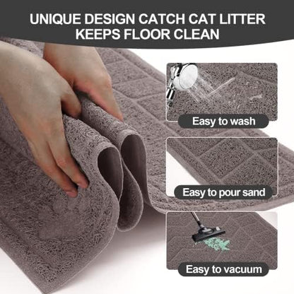Cat Litter Mat, Litter Trapping Mat Soft on Kitty Paws, 35" x 24" Kitten Litter Box Mat for Cleaner Floors, Waterproof, Easy Clean, Durable Large Size Cat Litter Pad for Kitten.