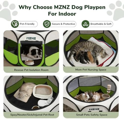 Dog Cat Small Animal Puppy Playpen Crate, Large, Green