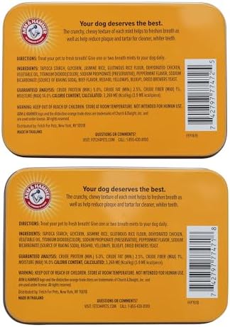 Arm & Hammer Dental Mints Bundle for Dogs - Tartar Control (Beef Flavor) & Fresh Breath (Chicken Flavor) - Helps Reduce Plaque, Tartar, and Doggie Breath Without Brushing, 40 Count Each