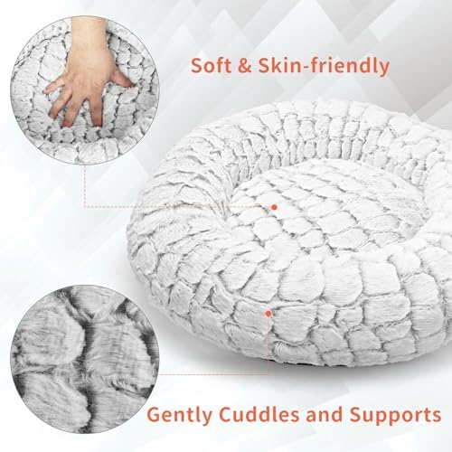 Heated Cat Bed with Timer & Temp Adjustable, Round Heating Pet Bed for Cats Indoor 19" Soft & Cozy Donut Electric Pet Warming Pad Heater for Cat
