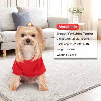 2 Pack Dog Hoodie Warm Hood Dog Sweater Cold Weather Small Dogs Sweatshirt Comfort Pet Clothes for Small Medium Dogs with Pockets Cats Chihuahua Clothes for Male Female Girl Boy Sporty Daily Wear