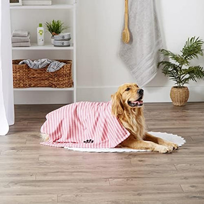 Bone Dry Pet Grooming Microfiber Towel, Striped Collection, X-Large, 41x23.5", Rose