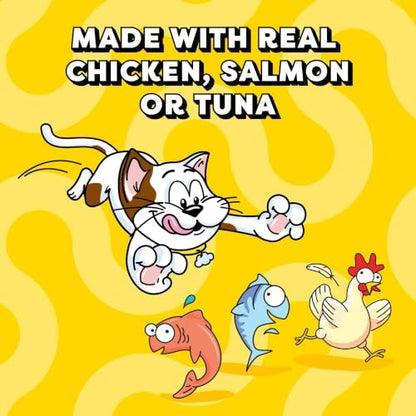 Temptations Creamy Puree Cat Treats, Chicken, Salmon & Tuna, 24 Count