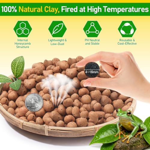 Riare 2LBS Organic Expanded Clay Balls Terrarium Substrate for Reptiles